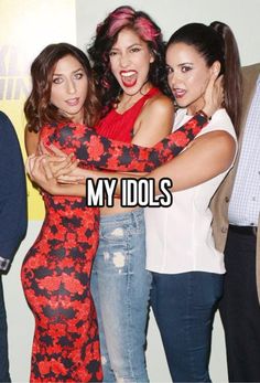 three women hugging each other and the caption says, my idols