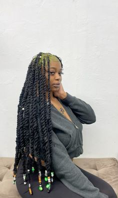 Loc Styles With Jewelry, Beads With Locs, Beads In Locs, Kaliii Locs, Long Locs With Beads, Locs With Beads And Shells, Short Box Braids Hairstyles, Marley Hair, Dreadlock Hairstyles For Men