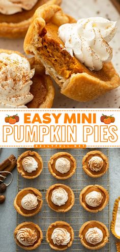 Serve this pumpkin recipe for dessert at your next get-together! It's a simple fall recipe featuring mini pies. Easy and delicious, these mini pumpkin pies in muffin tins are the perfect bites of bliss! Heart Apple Pie, Ed Smith Pumpkin Pie Filling Recipes, Halloween Individual Desserts, Bellyfull Recipes, Mini Pumpkin Pies Recipe, Traditional Pumpkin Pie, Pumpkin Filling, Fall Baking Recipes, Mini Pumpkin Pies