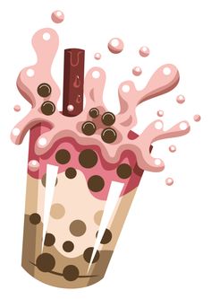 an ice cream sundae with chocolate sprinkles and pink icing on top