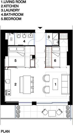 the floor plan for a two bedroom apartment with an attached kitchen and living room area