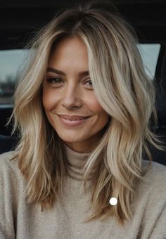 Women's Medium Length Haircut, Women’s Medium Length Haircut Blonde, Mom Chop Haircut, Haïr Cut Medium Hair Layers, Medium Hair Cuts Blonde, Mid Length Hair Thick Hair, Hair Cuts Medium Length Layers 2024, Medium Haircut Blonde, 2024 Medium Hair Styles