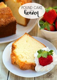 pound cake with cream cheese and strawberries on the side