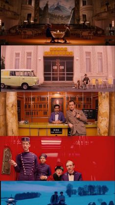 four different scenes from the same movie, each with an image of men in uniform