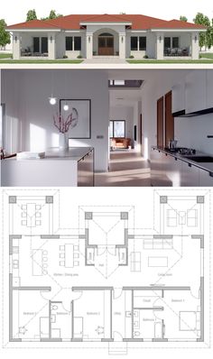 the floor plan for this modern home is very large and has two separate living areas