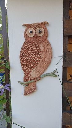 an owl sitting on top of a tree branch