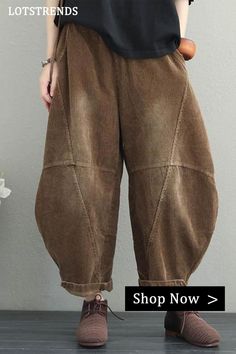 Winter Autumn Loose Corduroy Wide Leg Pants Harem Pants Women Thicken Trousers Nature Silhouette, Corduroy Wide Leg Pants, Harem Pants Women, Purple Pants, Fun Pants, Weird Fashion, Fabulous Clothes, New Pant, Pants Women