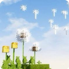 an image of dandelions flying in the sky