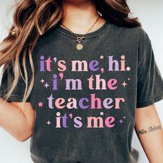 "The most beautiful Teacher Tee ever! Makes the perfect Back to School Teacher Gift or Teacher Christmas Gift! - SHIPS in 1 business day! - UNISEX: Our unisex cozy tees are soft and durable!  - Easy measuring tip: Take your favorite sweatshirt, lay it on a flat surface and measure the width (armpit to armpit) and length (top to bottom) & compare to our size chart to find your best fit! - 100% ring spun cotton. Preshrunk, unisex fit.  - Garment dyed for that \"lived in\" feel - Shop with Confiden Teacher Long Sleeve Shirts, Teacher Engagement, Funny Teacher Shirts, Teacher Tee Shirts, Cute Teacher Gifts, Funny Teacher Gifts, Its Me, Funny Teacher