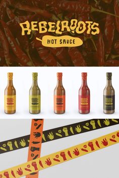 various types of hot sauces are shown in this graphic design for reebroots