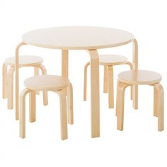 three stools and a round table on a white background