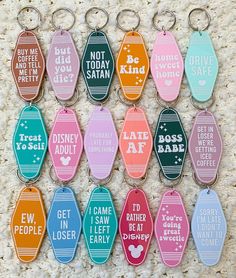 the disney keychains are all different colors