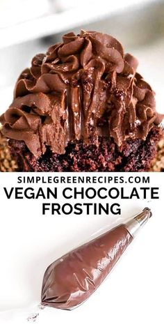 vegan chocolate frosted frosting on top of a brownie