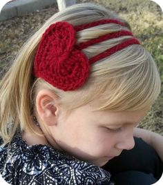 Crochet Heart Headband - PDF pattern - Valentines Day Bandeau Au Crochet, Crochet Headband Pattern Free, Heart Headband, Confection Au Crochet, Crochet Hair Accessories, Valentines Crochet, Lace Headbands, Headband Pattern