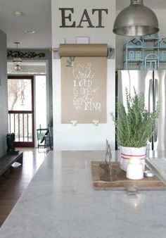 the kitchen counter is clean and ready to be used as a dining room table or breakfast nook