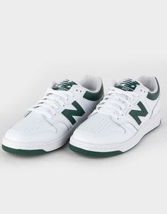 NEW BALANCE 480 Shoes - WHT/GREEN | Tillys Men’s Tennis Shoes, Men’s Sneakers, New Balance Mens Shoes, Trendy Shoes For Men, New Balance 480, Nb Shoes, Mens Shoes Casual, White Shoes Men, Mens Tennis Shoes