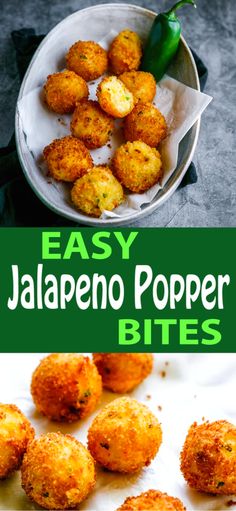 an easy jalapeno popper bites recipe is shown in this collage