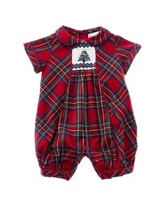 Rachel Riley Christmas Tree Smocked Babysuit1 Rachel Riley, Baby Red, Green Tartan, Hand Smock, Christmas Tree Design, Tree Design, Dresses Kids Girl, Christmas Design, Festival Outfits