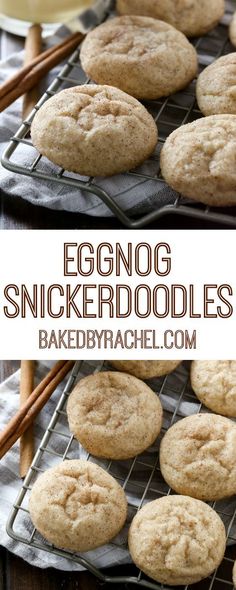 eggnog snickkerdoodle cookies on a cooling rack