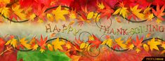 a happy thanksgiving card with autumn leaves