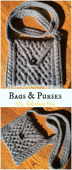 the bag and purse pattern is shown in two different pictures