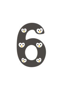 the number six is made up of penguins