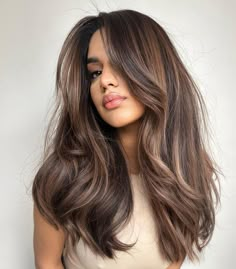 Hottest Haircuts, Subtle Layers, Brown Hair Looks, Brown Hair Inspo, Brunette Hair With Highlights, Hair Streaks, Brunette Balayage Hair, Brown Hair Balayage, Long Brown Hair