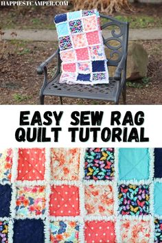 an easy to sew rag quilt on a chair