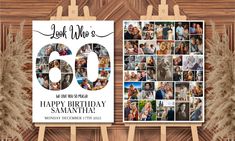 a 60th birthday card with photos on it