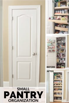 small pantry organization in the corner of a room