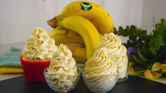 bananas and cupcakes are on the table