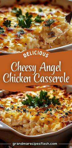 delicious cheesy angel chicken casserole with parsley