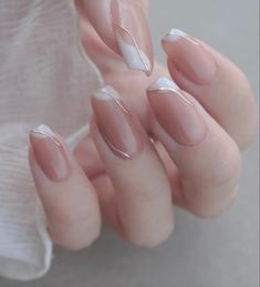 Wedding Nails For Bride Rounded Square, French Tip Gold Accent, Subtle Wedding Nails, Gelish Nails Designs, Bridal Nail Art Indian, French Nails Ballerina, French Bridal Nails, Nails With Stones, Elegant Touch Nails