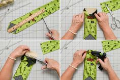 the process of making a tie with scissors