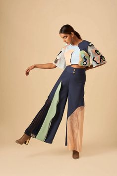 Indian Streetwear, Detail Couture, Trouser Pattern, Colorblock Pants, Boxy Crop Top, Color Block Top, Future Fashion, Colour Block, Fashion Sewing