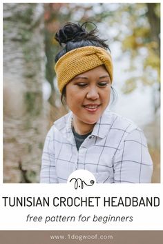 a woman wearing a headband with text overlay that reads,'free pattern for beginners '