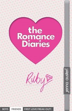 the book cover for the romance diary, featuring a pink heart with diamonds on it