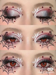 Demon Inspired Makeup, Elegant Halloween Makeup, Halloween Graphic Liner Makeup, Cool Halloween Eyeliner, Unique Halloween Makeup Looks, Red Emo Makeup, Deadpool Makeup Eye, Nice Makeup Looks, Deadpool Inspired Makeup