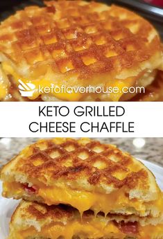 grilled cheese waffles are stacked on top of each other