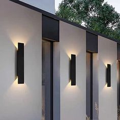 modern outdoor lighting on the side of a building