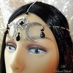 Moon Headpiece, Gothic Headdress, Witch Costumes, Fashion Design Template, Jewerly Designs, Black Clothes, Black Witch, Witchy Jewelry