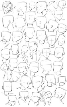 a bunch of sketches of different shapes and sizes for the head to be drawn in