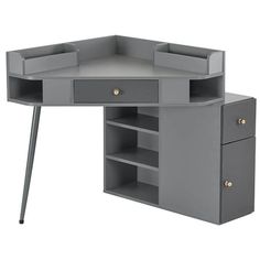 Have you thought about the problem that you can take advantage of the corner space? Please be assured that this multi-purpose corner desk will be a great solution due to its unique design and ample storage space. The corner table design with classic appearance is able to give you a better choice whatever nail store, makeup, dressing, salon or livingroom etc.. We believe that by owning this nail table, you will get a good assistant for all the work! Assembled Product Size: 33.6"(L) x 29.5''(W) x Corner Table Designs, Desk Station, Nail Desk, Corner Vanity, Nail Table, Nail Store, Dressing Table Design, Corner Space, Bedroom Dressing Table