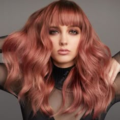 Stunning rose gold color made possible with OLAPLEX Haircut Layered, Rose Blonde, Straight Wavy Hair, Gold Hair Colors, Peach Hair, Guy Tang, Spring Hair Color, Long Layered Haircuts, Rose Gold Hair