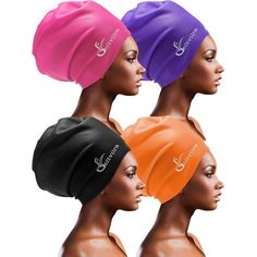 Upgrade your swimming experience with these extra-large silicone swim caps, designed for both women and men with long or voluminous hairstyles. Whether you have braids, dreadlocks, curly hair, or extensions, these caps provide a roomy and comfortable fit. Made from durable, tear-resistant silicone, they keep hair dry and ears protected, offering superior elasticity and waterproof performance. Perfect for swimming, bathing, and water sports, these stylish caps are a must-have for anyone seeking f Afro Hair Extensions, Braided Dreadlocks, Afro Curls, Extra Long Hair, Swimming Cap, Curly Weaves, Black Hair Extensions, Swim Cap, Voluminous Hair