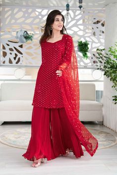 डिजाइनर कपड़े, Sharara Designs, Blue Kurta, Pakistani Dresses Casual, Salwar Kamiz, Beautiful Pakistani Dresses, Body Measurement, Cotton Dupatta