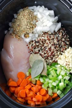 an image of food in the crock pot being prepared to be put into the slow cooker