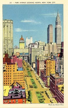 an old postcard shows the view of new york city