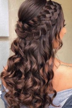 Down Hairstyles For Long Hair, Curly Prom Hair, Side Braid Hairstyles, Quinceanera Hairstyles, Quince Hairstyles, Easy Braids, Braids For Long Hair, Long Hair Women, Box Braids Hairstyles