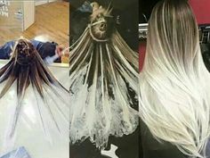 Brown to white ombre Fire Ombre Hair, Lavender Hair Ombre, White Ombre Hair, Purple Ombre Hair, Photo Hair, Brown Ombre Hair, Love Learning, Ombré Hair, Ombre Hair Color